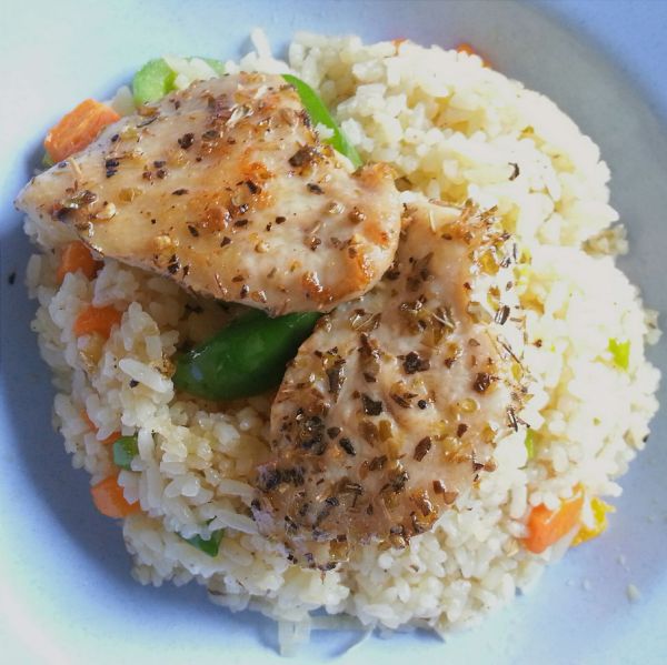 chicken with buttered rice